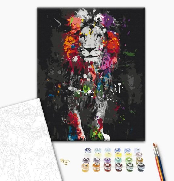 Quadro da dipingere con i numeri Animali colorati: leone