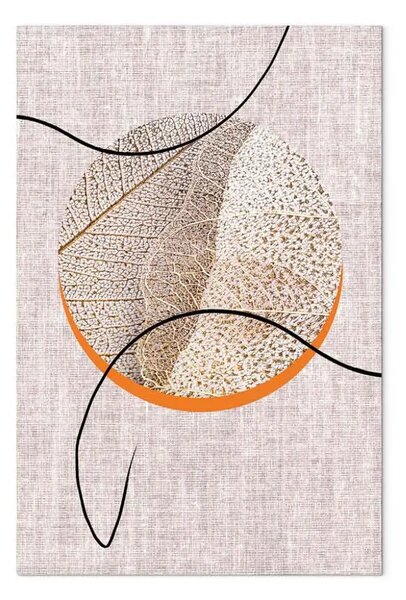Quadro su tela Cerchio e due linee nere - astrazione grigia in stile boho