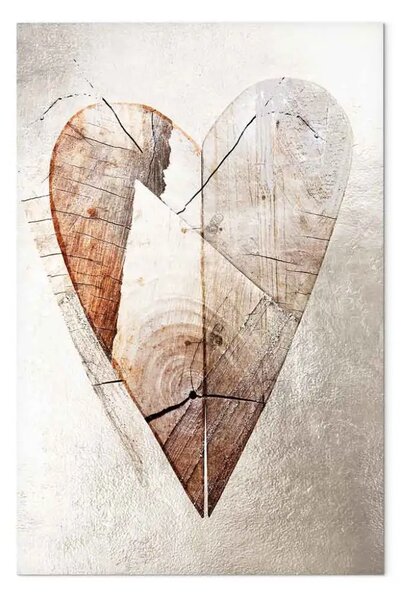 Quadro su tela Albero d'amore verticale - astrazione rustica con cuore