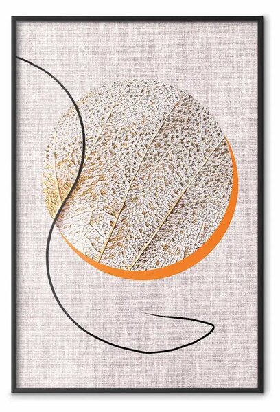 Poster: Esercizio lunare - cerchio arancione su texture di stoffa beige