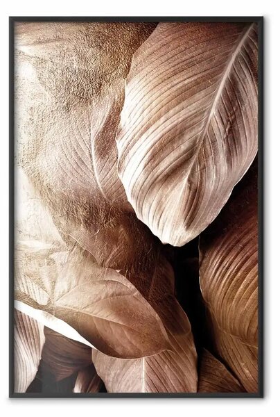 Poster: Fruscio dorato - composizione di foglie marroni con texture evidente