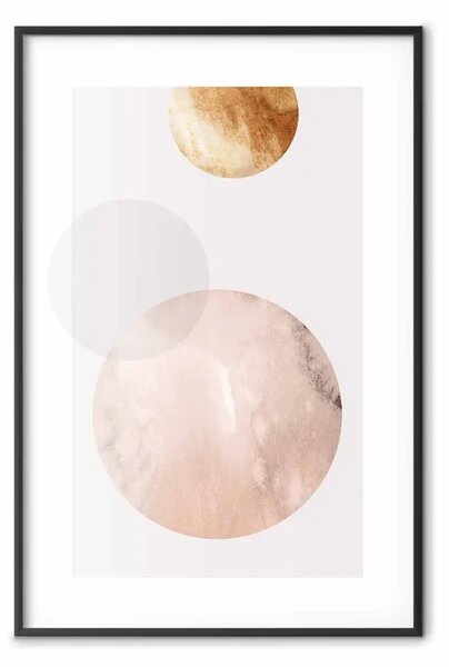 Poster: Danza con gravità - composizione figure geometriche su bianco