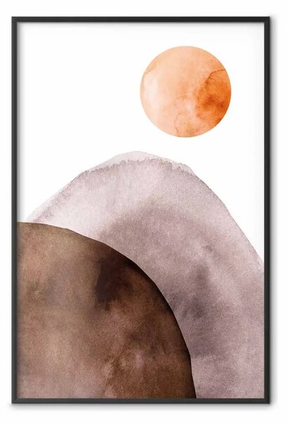Poster: Luna e montagne - astratta composizione luna e montagne