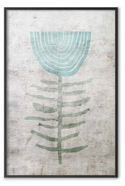 Poster: Giglio blu - astratto fiore blu su texture di stoffa