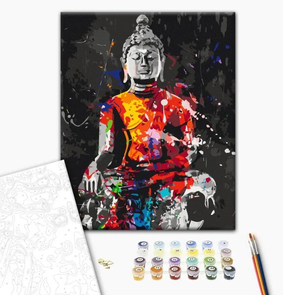 Quadro da dipingere con i numeri Buddha a colori