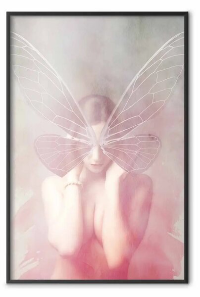 Poster: Farfalla notturna - astratta composizione farfalla e donna