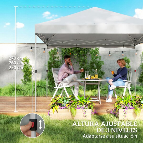 Outsunny Gazebo Pieghevole Pop-up 3x3 m con Parete Laterale UPF50+ Altezza Regolabile Spinta Centrale Borsa di Trasporto Bianco | Aosom Italy