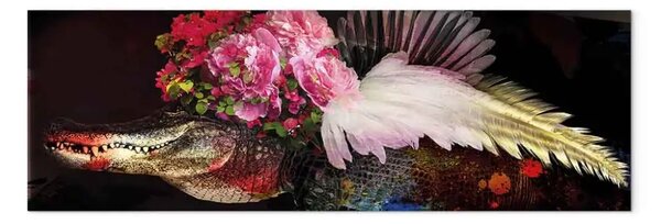 Quadro moderno Sposa stretto - astrazione con coccodrillo e fiori