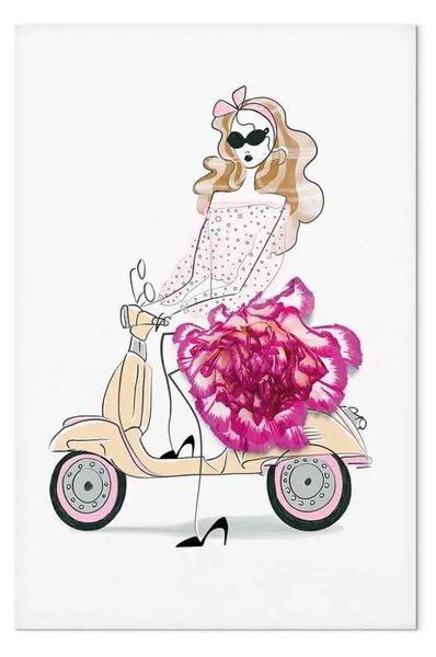 Quadro Ragazza in motorino verticale - donna astratta
