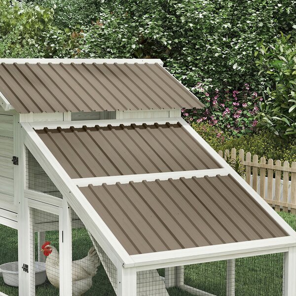 Outsunny Set di 12 Pannelli per Tetto in Acciaio Zincato 7m² per Casetta degli Attrezzi Tettoia 129x45cm Marrone | Aosom Italy