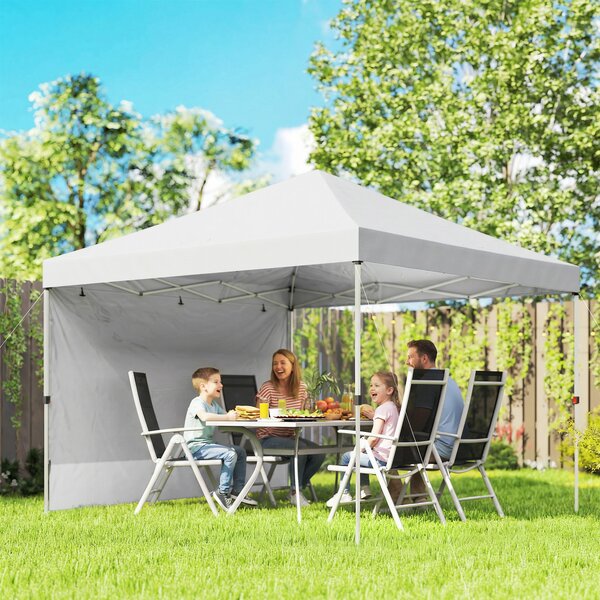 Outsunny Gazebo Pieghevole Pop-up 3x3 m con Parete Laterale UPF50+ Altezza Regolabile Spinta Centrale Borsa di Trasporto Bianco | Aosom Italy