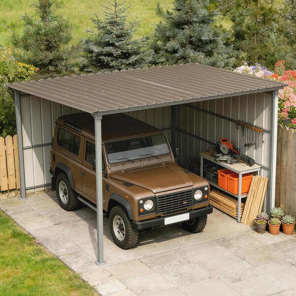 Outsunny Set di 12 Pannelli per Tetto in Acciaio Zincato 7m² per Casetta degli Attrezzi Tettoia 129x45cm Marrone | Aosom Italy
