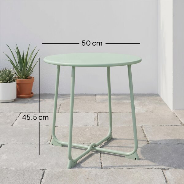 Outsunny Tavolino da esterno per 2 persone, tavolo da giardino rotondo base a X con struttura in metallo, Ø 50 x 45,5 cm verde scuro | Aosom Italy