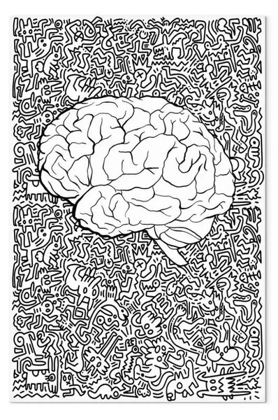 Quadro su tela Contorni anatomici - Astrazione con disegni neri sullo sfondo