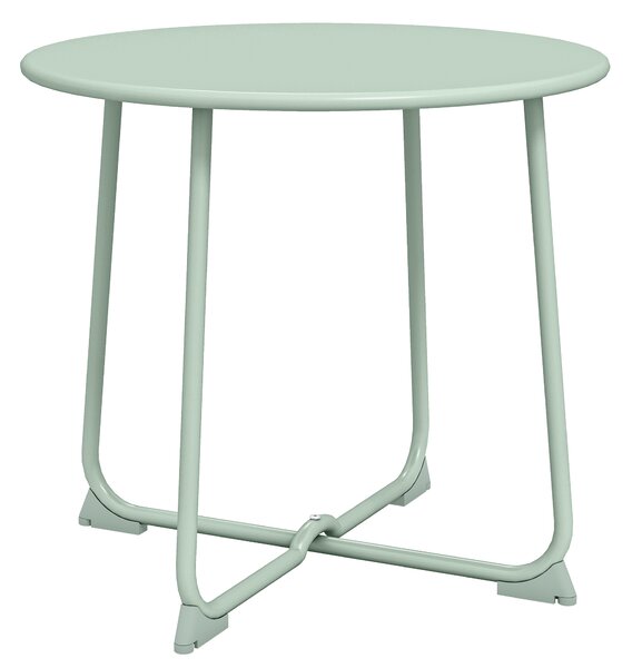 Outsunny Tavolino da esterno per 2 persone, tavolo da giardino rotondo base a X con struttura in metallo, Ø 50 x 45,5 cm verde scuro | Aosom Italy