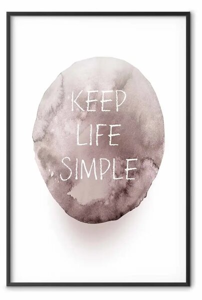 Poster: Keep Life Simple - citazione in inglese su sfondo acquerellato