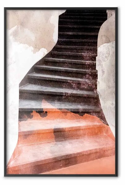 Poster: Prossimo passo - astratta architettura di scale in pietra scura
