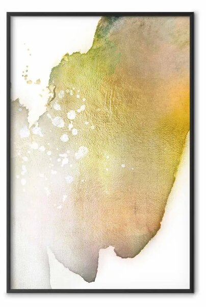 Poster: Tocco dorato - astratta texture dai toni verdi su sfondo bianco