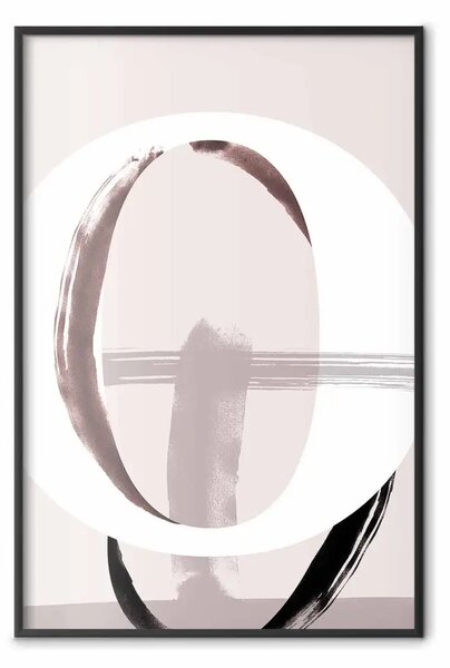 Poster: Lettera O - lettera bianca su sfondo astratto rosa chiaro