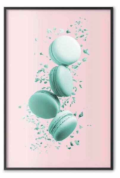 Poster: Dolci volanti - biscotti turchesi astratti su sfondo pastello
