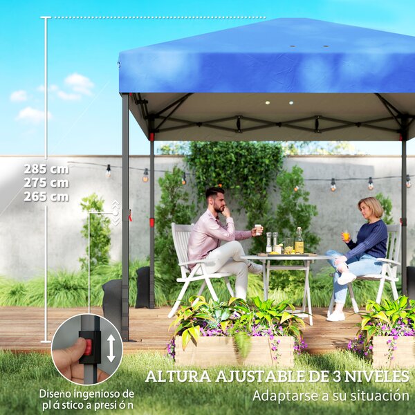 Outsunny Gazebo Pieghevole Pop-up 3x3 m con 3 Pareti 2 Finestre Altezza Regolabile UPF50+ Borsa per il Trasporto e Sacchi di Sabbia Blu | Aosom Italy