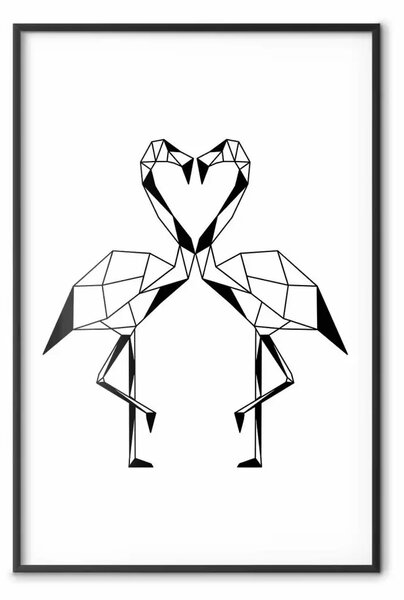 Poster: Fiamma sottile - uccelli astratti formano cuore
