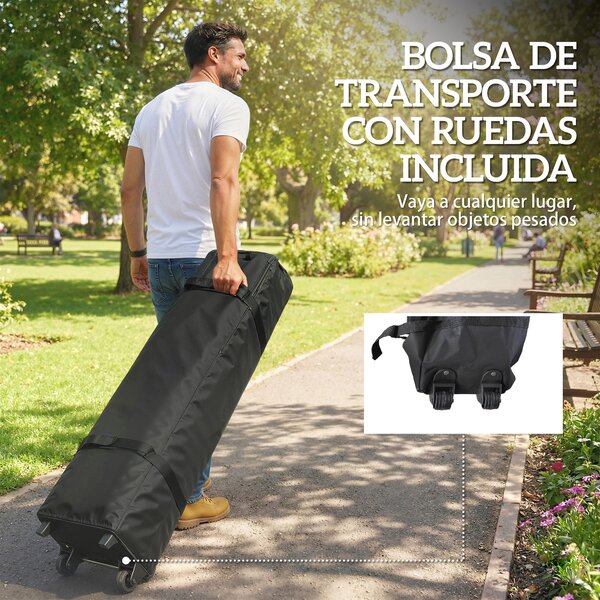 Outsunny Tenda Pieghevole Pop-up 3x3 m con Blocco Centrale Altezza Regolabile Borsa Trasporto con Ruote e Sacchi di Sabbia Blu | Aosom Italy