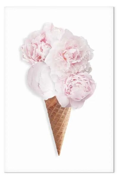 Quadro contemporaneo Gusto dei fiori verticale - astratto di gelato e fiori
