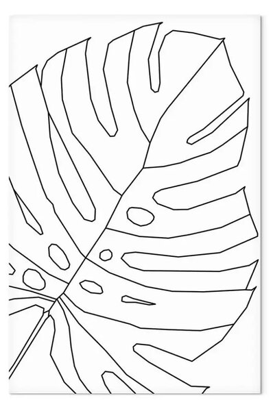Quadro moderno Contorno nero di foglie di monstera - Astrazione su uno sfondo bianco