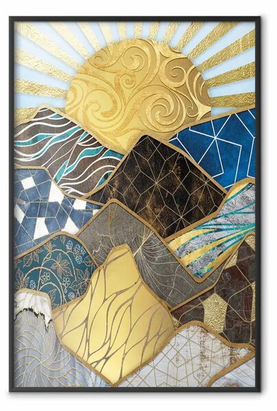 Poster: Terra magica - paesaggio astratto di montagna a mosaico