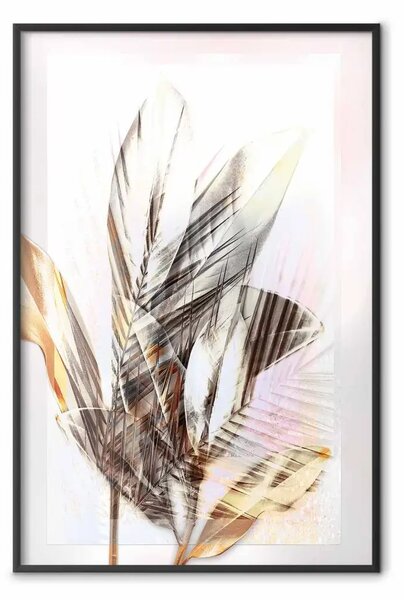 Poster: Ricordo - composizione astratta di piante e fiori su sfondo chiaro