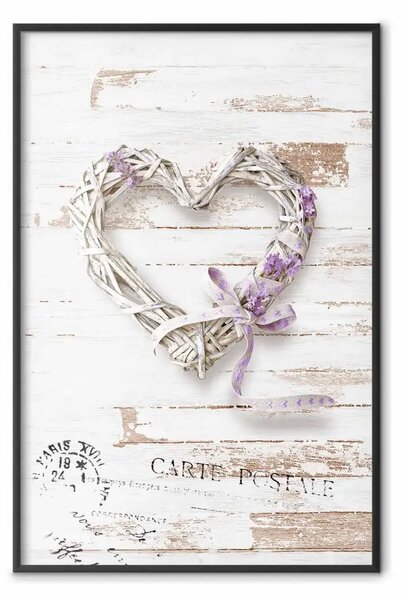 Poster: Messaggio intrecciato - cuore decorativo su sfondo di legno chiaro