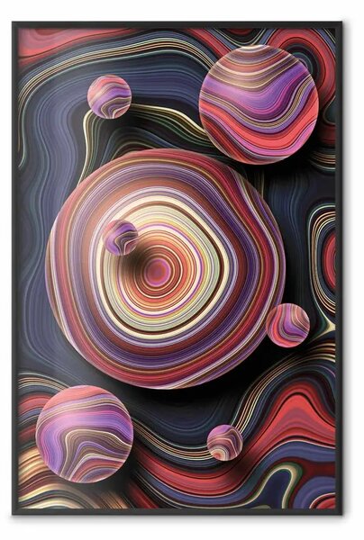 Poster: Gocce di fantasia - composizione astratta di sfere colorate con onde