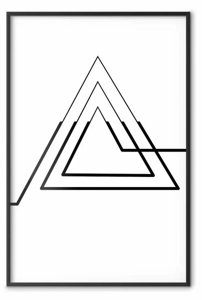 Poster: Apice della geometria - line art nera figura triangolare su bianco