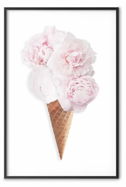 Poster: Gusto floreale - gelato astratto fatto con fiori su sfondo bianco