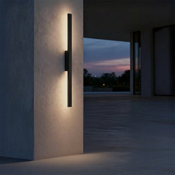 Applique Lineare 24W Luce Indiretta IP65 con LED OSRAM - Nero Colore Bianco Naturale 4.000K