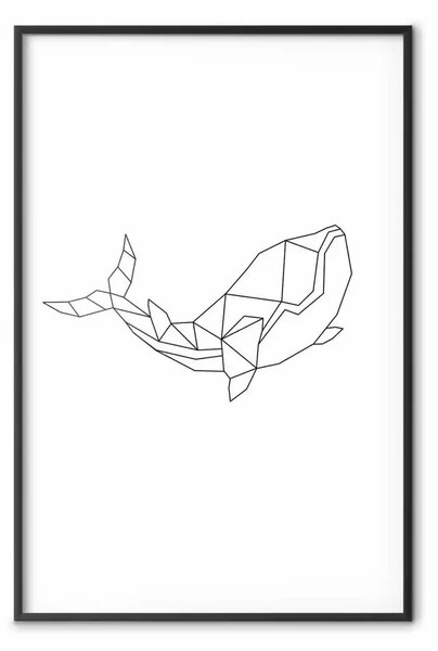 Poster: Grande pesce - line art astratta di un pesce bianco