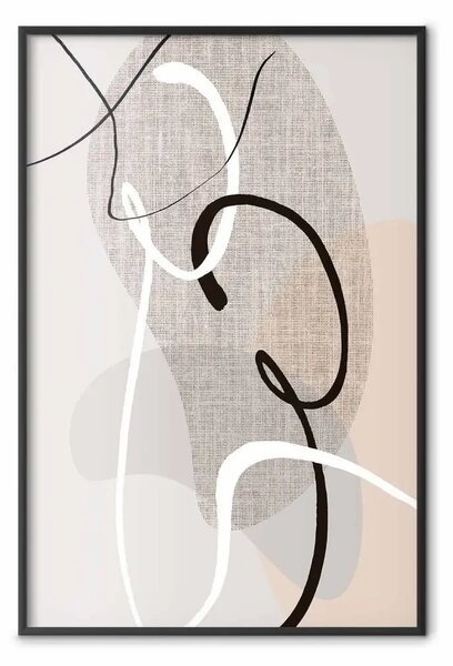 Poster: Configurazione amorosa - line art astratta su texture tessuto