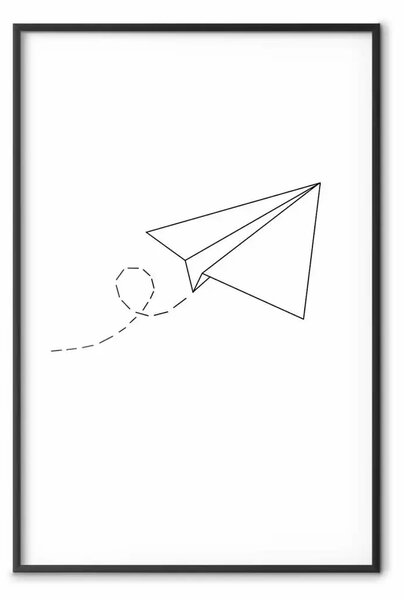 Poster: Aereo di carta - aeroplano astratto con figure geometriche