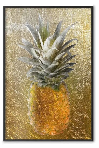 Poster: Frutto proibito - composizione di frutta tropicale su texture dorata