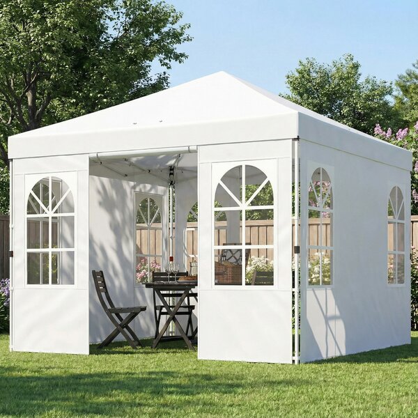 Outsunny Gazebo Pieghevole 300x300 cm Pop-up con UPF50+ 4 Lati Rimovibili Altezza Regolabile e Borsa di Trasporto Bianco | Aosom Italy