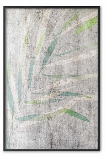 Poster: Chamedora - composizione con motivo vegetale su tessuto grigio