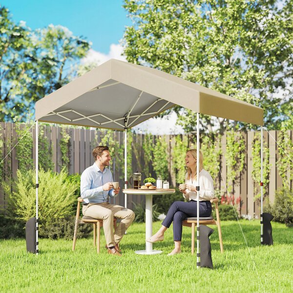 Outsunny Tenda Pieghevole 2,4x2,4 m Pop-up UPF50+ Blocco Centrale Altezza Regolabile Borsa da Trasporto Sacchi di Sabbia Beige | Aosom Italy