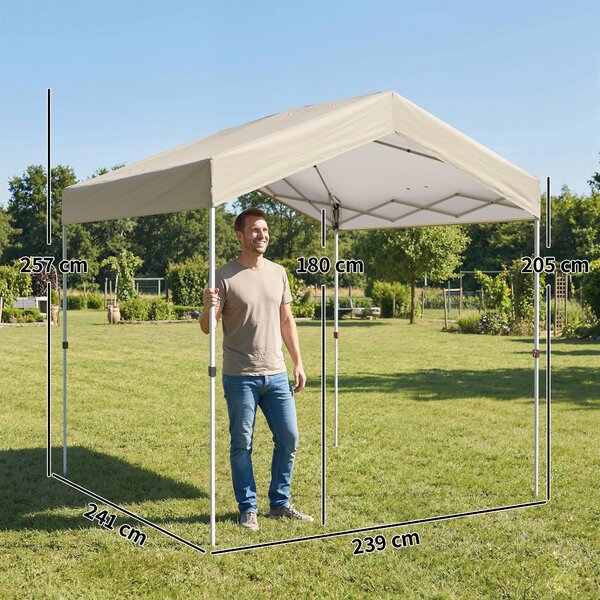 Outsunny Tenda Pieghevole 2,4x2,4 m Pop-up UPF50+ Blocco Centrale Altezza Regolabile Borsa da Trasporto Sacchi di Sabbia Beige | Aosom Italy