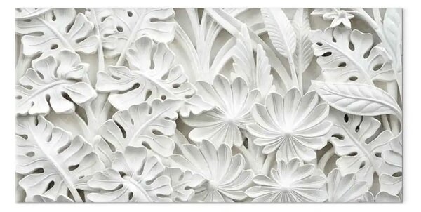 Quadro su tela Giardino alabastrino - ornamento bianco in stile vegetale