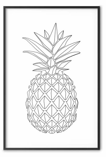 Poster: Schizzo fruttato - line art frutta tropicale su bianco