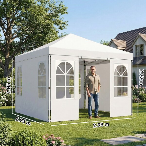Outsunny Gazebo Pieghevole 300x300 cm Pop-up con UPF50+ 4 Lati Rimovibili Altezza Regolabile e Borsa di Trasporto Bianco | Aosom Italy