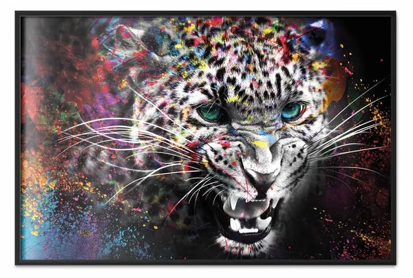 Poster: Cacciatore - composizione astratta di un animale con elementi colorati