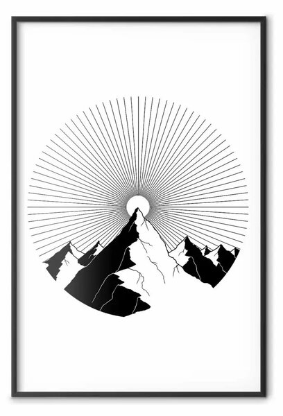 Poster: Cima della montagna - paesaggio montano su bianco