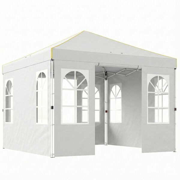 Outsunny Gazebo Pieghevole 300x300 cm Pop-up con UPF50+ 4 Lati Rimovibili Altezza Regolabile e Borsa di Trasporto Bianco | Aosom Italy